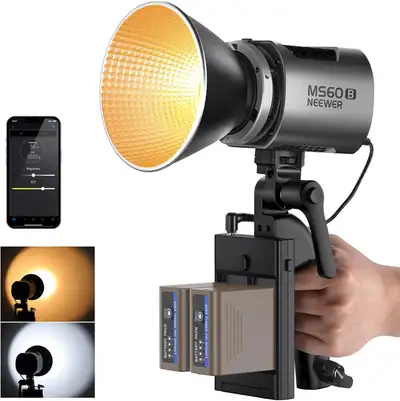 NEEWER MS60B 65W COB LED Video Light with Battery Kit, 2.4G/APP, View more