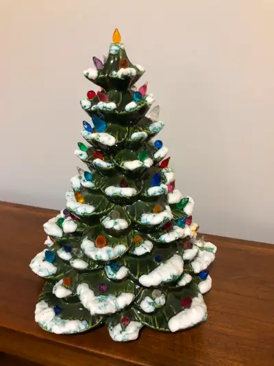 1970s Ceramic Christmas Tree Red Blue Orange Lights No Base, View more