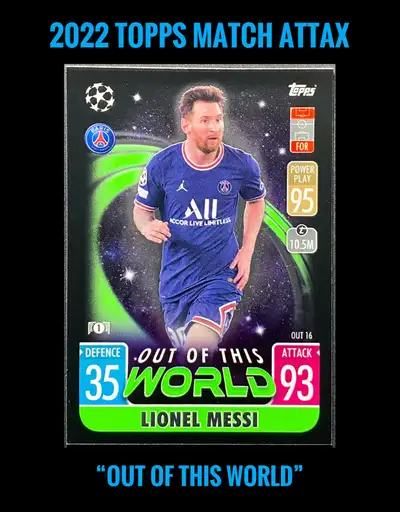 Up for sale is a Lionel Messi “Out Of This World” card from the 2022 Topps Match Attax set. Great ca...