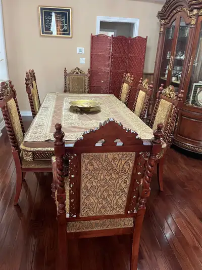 Victorian grand dining table with hutch, View more
