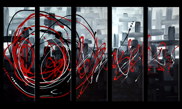 Chaotic Love 50"x30" Original Art Hand-Painted Abstract Painting in Home Décor & Accents in Saskatoon - Image 4