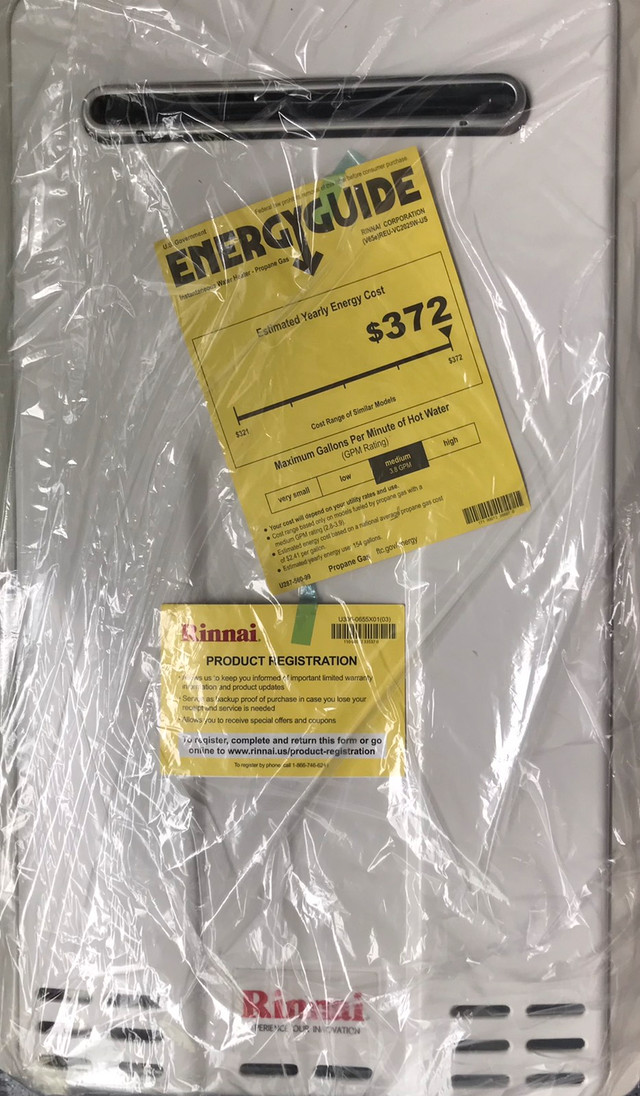 Rinnai Tankless Water Heater mod V65e Propane floor model Heaters