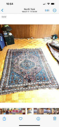 Antique Persian Khamseh Rug, circa 1950s100% Wool on Wool
