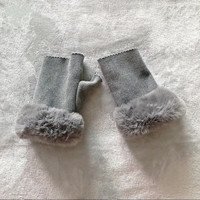 NEW - Women's Grey Fur Fingerless Winter Gloves Mittens