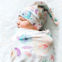Brand new Newborn Sage Swaddle with Matching Top Knot Hat