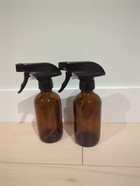 Two Amber Glass Spray Bottles