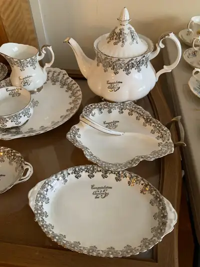 25th anniversary Royal Albert English China Cup and Saucers Set, View more