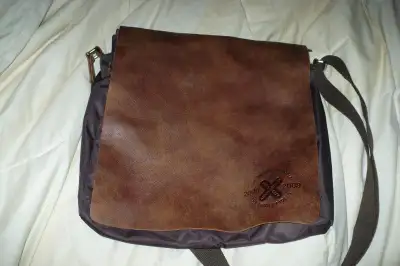 roots crossbody bag 13 1/2 x 12 1/2'' leather flap 2 inside pockets $30
