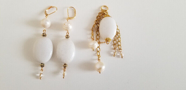 Jewelry set (pendant and earrings), with white jade in Hobbies & Crafts in City of Toronto