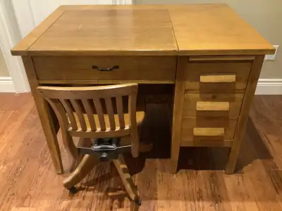 Antique Desk and Typewriter with case, View more