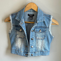 Streetwear Society Cropped Sleeveless Denim Vest Womens Size S