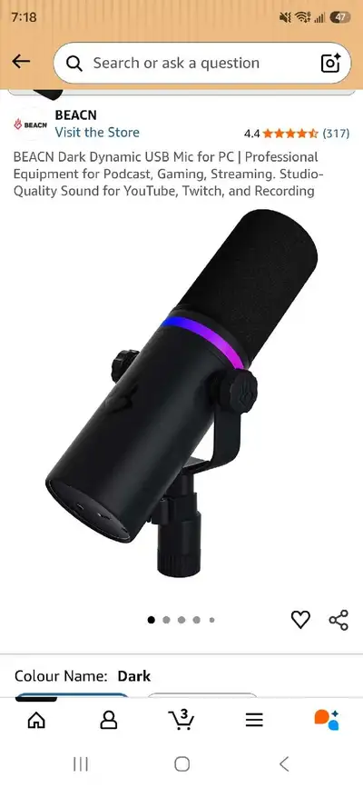 BEACN Dark Dynamic USB Mic, View more