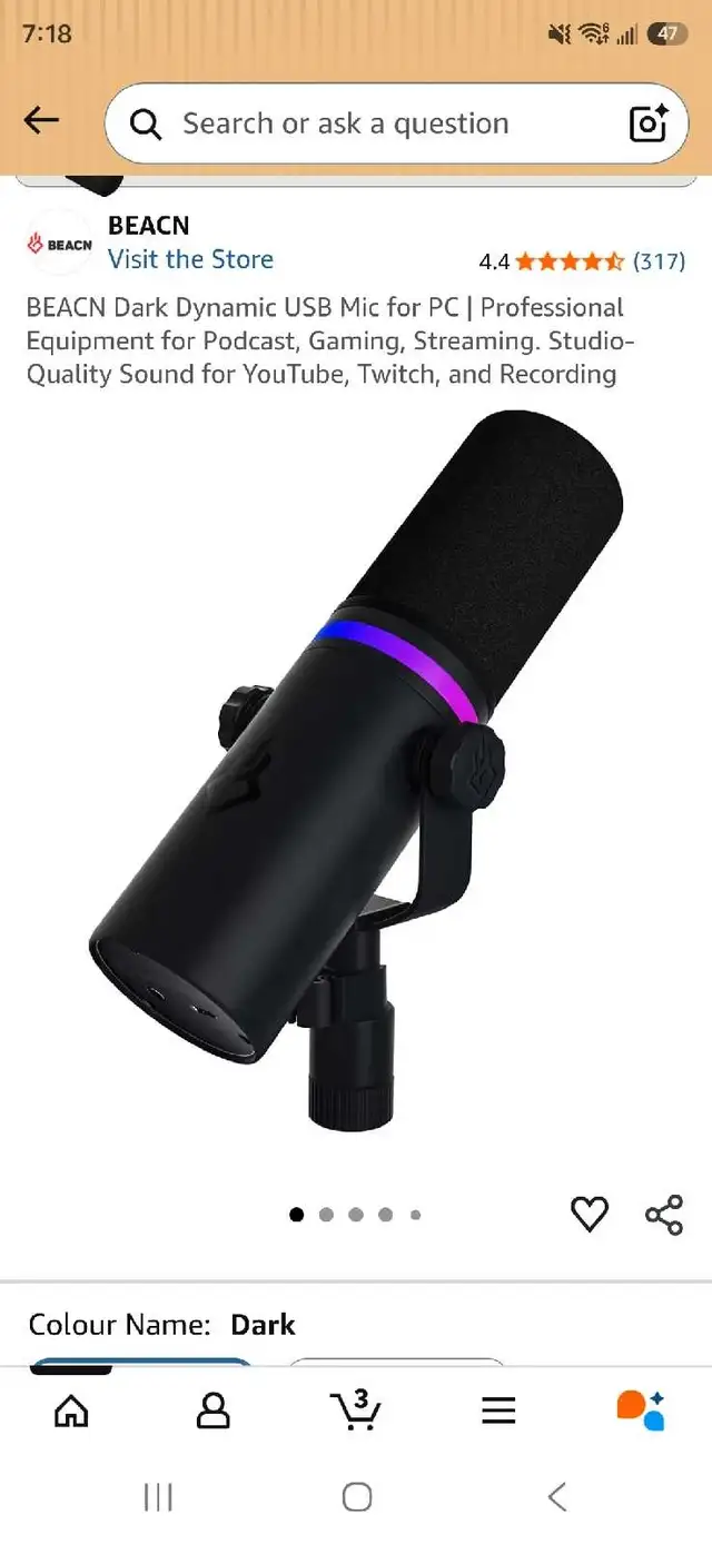 BEACN Dark Dynamic USB Mic in Pro Audio & Recording Equipment in Hamilton - Image 2