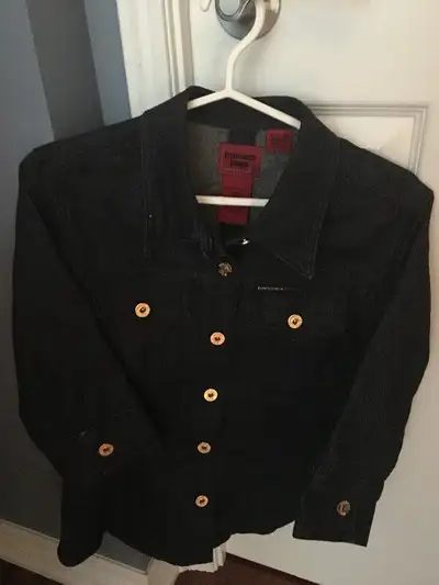 Parasuco size m fitted denim jacket with 3/4 sleeves and faint gold sparkles in the material. Never...