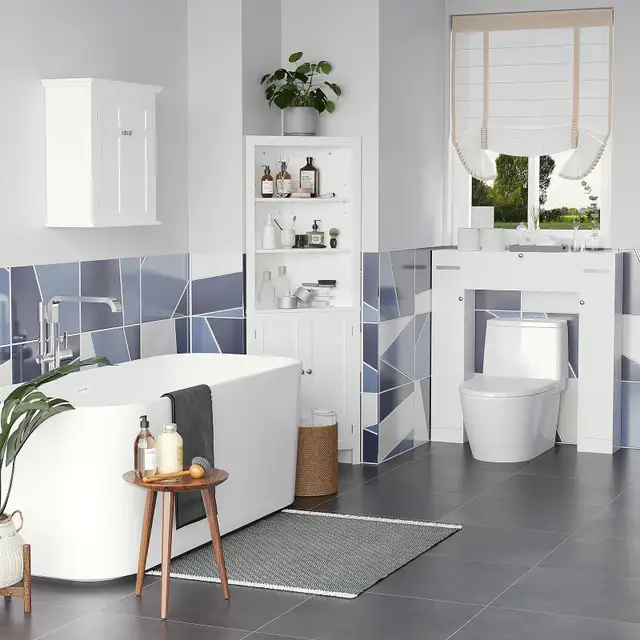 kleankin Tall Bathroom Storage Corner Cabinet with Doors in Storage & Organization in City of Toronto - Image 3