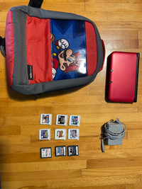 Nintendo 3DS with carry bag and 9 games