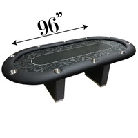 Luxury Poker Table - 8 Seater Black Felt with Box Legs