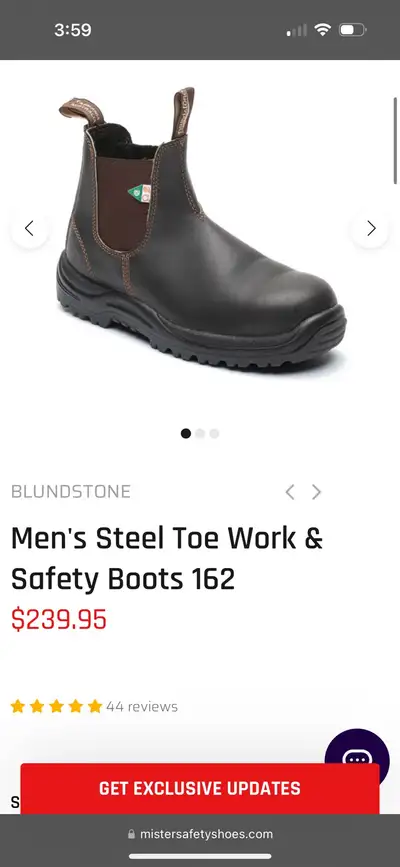 Brand new pair of Blundstone steel toe work and safety boots without box. Accidentally purchased the...