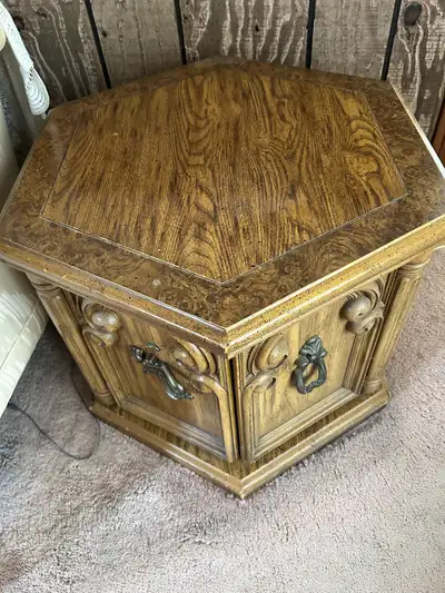 Vintage coffee table Hexagon shape with doors, View more