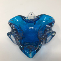 Murano Glass Bullicante Teal Blue Bowl 5”