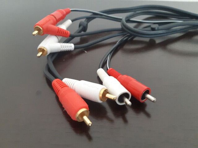 RCA Cable 2 Males to 4 Males AV Stereo Cable Gold Connectors in Stereo Systems & Home Theatre in Markham / York Region - Image 2