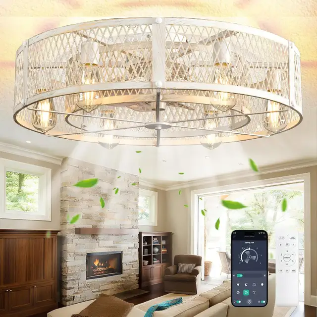 Depuley 26" Flush Mount Ceiling Fan: Low Profile Farmhouse Style in Indoor Lighting & Fans in Mississauga / Peel Region - Image 10