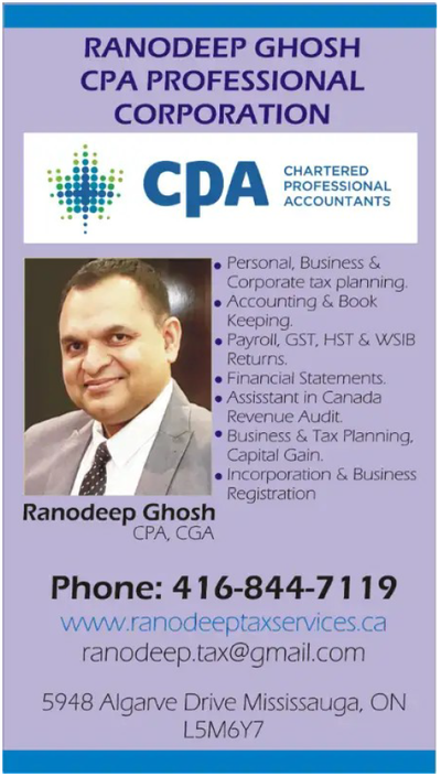At Ranodeep Ghosh CPA Professional Corporation, we are full time and specialize in providing reliabl...