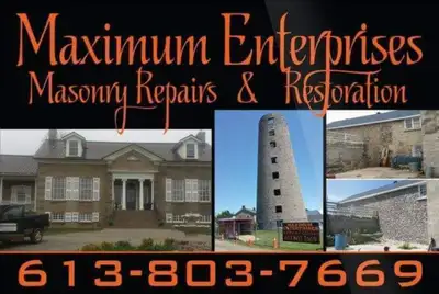 MAXIMUM ENTERPRISES MASONRY & RESTORATION ~Sandblasting ~Historic Restoration ~Parging ~Basements ~C...