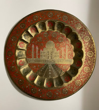 Taj Mahal 11” Etched Brass Wall Plate, Vintage