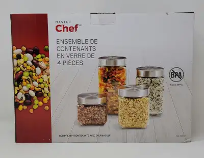 4-Piece Glass Food Storage Set (Master Chef), View more