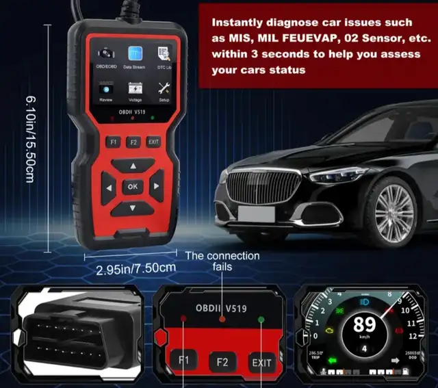 V410 OBD2 Diagnostic Code Reader, Engine Light Tester, Voltage ...