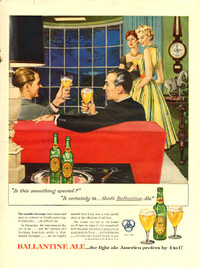 1954 Full page (10 ¼ x 14) color magazine ad for Ballantine Ale