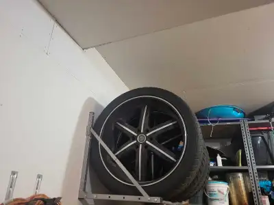 I have a set of black 24" rims and tires. They were on a gmc yukon xl. Bolt pattern is 6x 139.7 or 5...