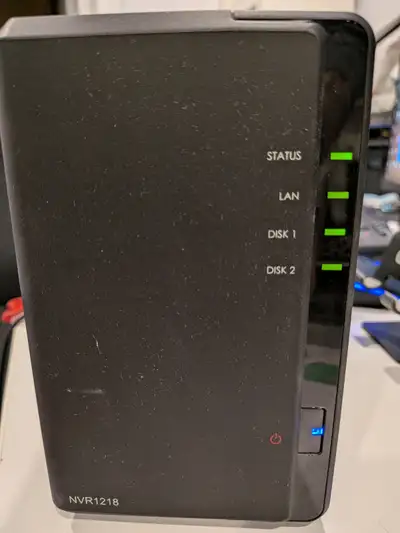 Used Synology NVR1218 Dual bay NAS * 2x 4TB drives * Latest DSM 6 * HDMI out * cash and pickup only...