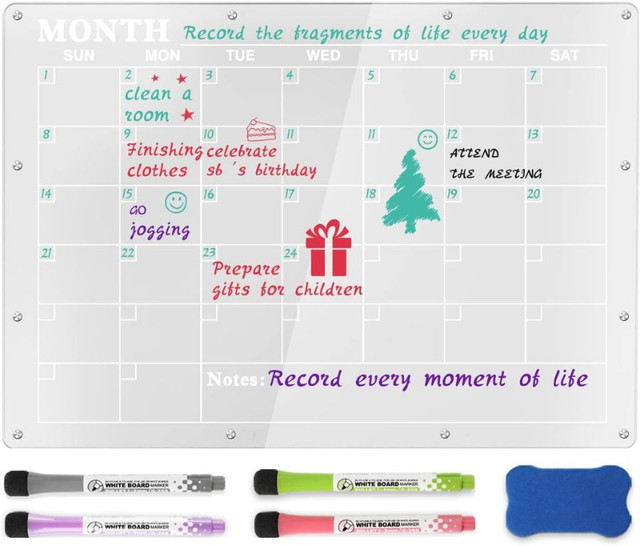 MoKo Magnetic Dry Erase Board Calendar Set with 4 Markers in Other in Kitchener / Waterloo
