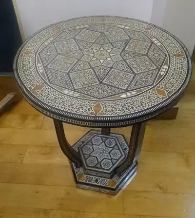 Antique DAMASCUS round table, View more