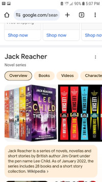 Looking to buy Lee Child's books, especially the Reacher series.