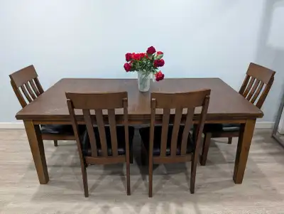 dining table with leather chairs , View more