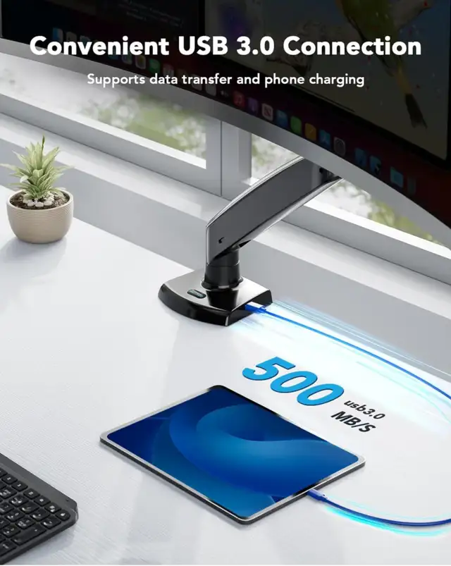 Huanuo SS7 Single Monitor Arm with USB Ports(New Sealed Box) in Monitors in West Island - Image 9
