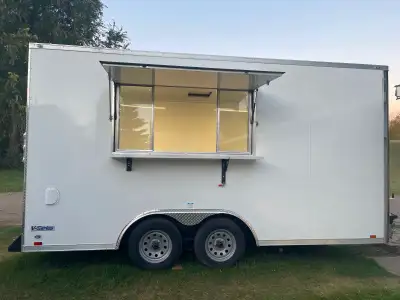 Beautiful 8x16 concession trialer Has 3 compartment sink with 1 hand washing sink 6 gallon electric...