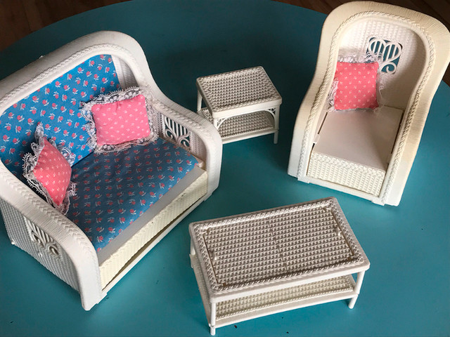 Vintage Barbie Wicker Dream Furniture Living Room 1983 Mattel in Arts & Collectibles in City of Halifax