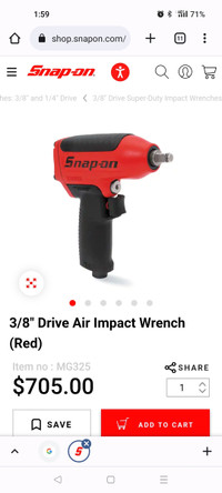 Snap on 3/8" Drive Air Impact Wrench (Red)