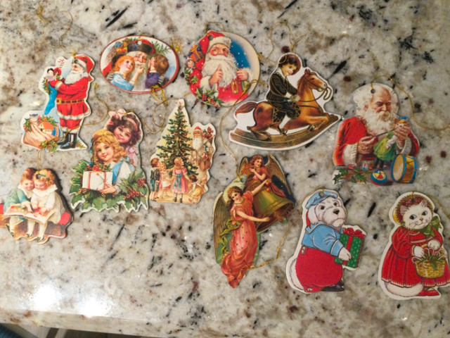 Vintage  * Die Cut  * 11 Victorian Cardboard Christmas Ornaments in Holiday, Event & Seasonal in Edmonton