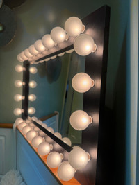 Hollywood wooden  lighted mirror 