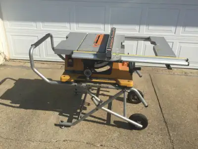 10" RIDGID TABLE SAW & HEAVY DUTY WHEELED STAND, View more