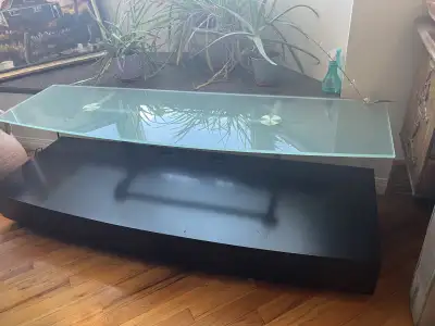 Glass and wood TV stand, View more