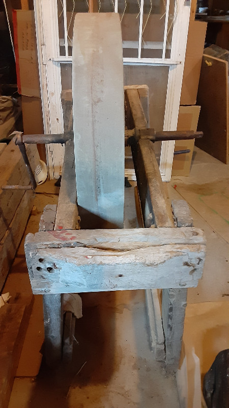 Antique Grinding Wheel Standing on Wooden Base in Other in Dartmouth - Image 2
