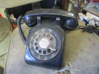 2 OLD 1980s BLACK ROTARY DIAL DESK PHONES $30 EA. HOME DECOR