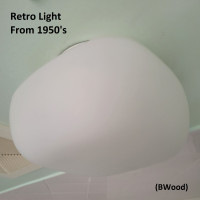 Light - Retro Ceiling Light, Square Frost Glass Shade, 1950's