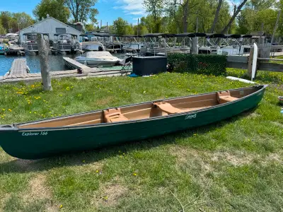 Durable plastic canoe for three people. • Lightweight and easy to transport • Great for lakes and ca...